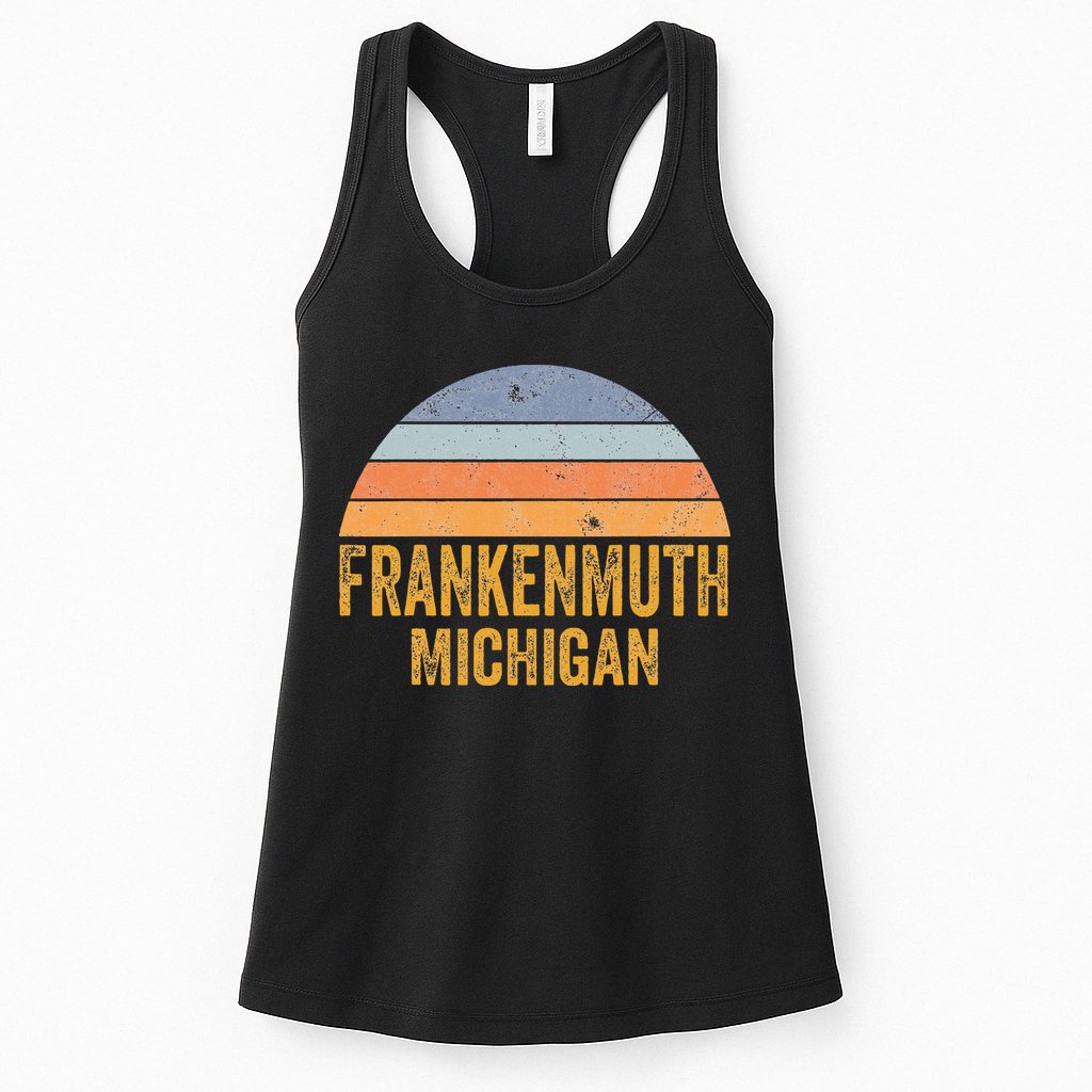 Frankenmuth Michigan 70s 80s Vintage Distressed Retro Womens Tank Top