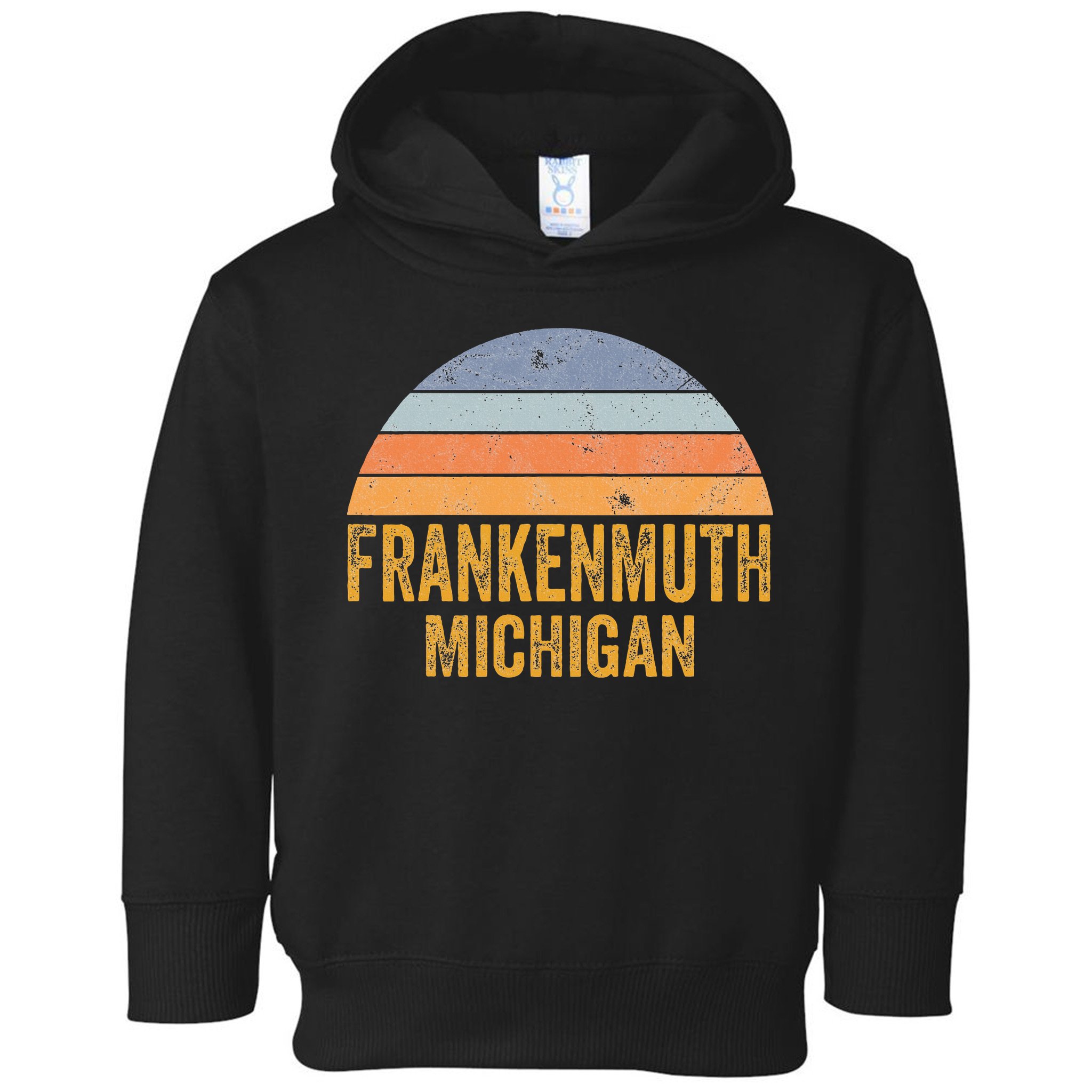 Frankenmuth Michigan 70s 80s Vintage Distressed Retro Toddler Hoodie