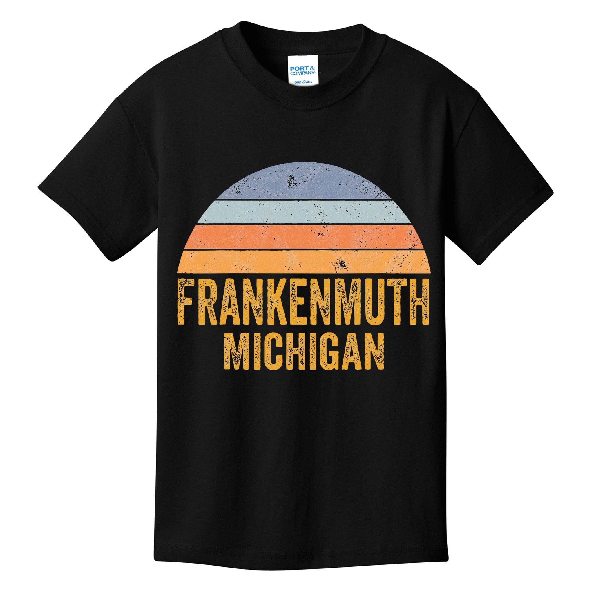 Frankenmuth Michigan 70s 80s Vintage Distressed Retro Kids T-Shirt