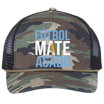 Futbol Mate Asado Argentina Pride Retro Rope Trucker Hat Cap