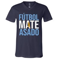 Futbol Mate Asado Argentina Pride V-Neck T-Shirt