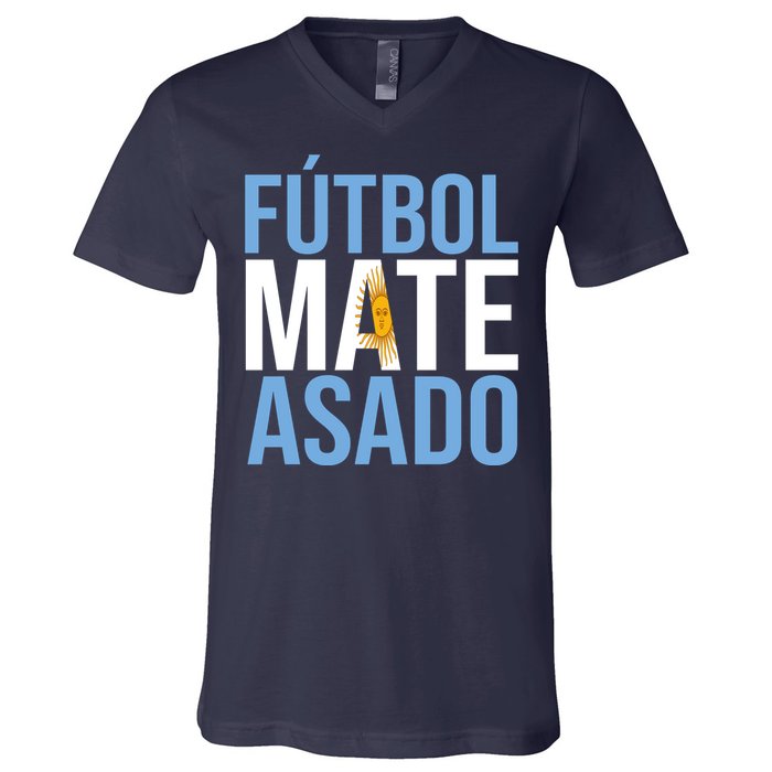 Futbol Mate Asado Argentina Pride V-Neck T-Shirt