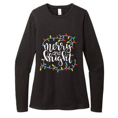 Funny Merry And Bright Christmas Lights Xmas Holiday Short Sleeve Womens CVC Long Sleeve Shirt