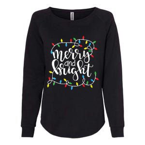 Funny Merry And Bright Christmas Lights Xmas Holiday Short Sleeve Womens California Wash Sweatshirt