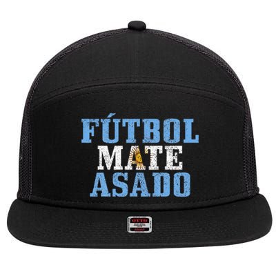 Futbol Mate Asado Argentina Argentinian Flag Pride 7 Panel Mesh Trucker Snapback Hat