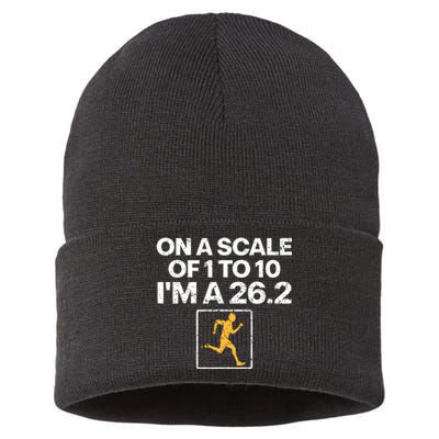 Funny Marathon Art Women Marathon Finisher 262 Running Sustainable Knit Beanie