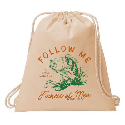 Follow Me And I Will Make You Fishers Drawstring Bag
