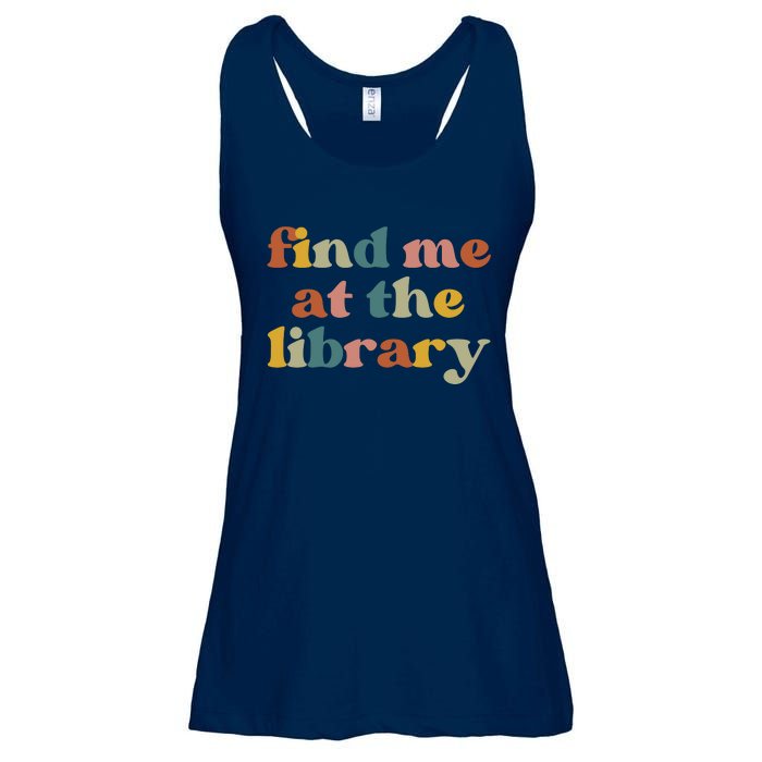 Find Me At The Library Shirt Book Lover School Librarian Groovy Ladies Essential Flowy Tank