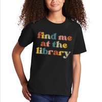 Find Me At The Library Shirt Book Lover School Librarian Groovy Kids T-Shirt