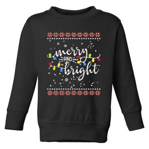 Funny Merry And Bright Christmas Lights Xmas Holiday Family Pjs Toddler Sweatshirt