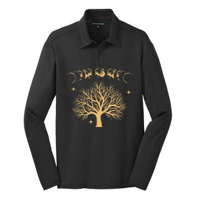 Full Moon Astrology Astronomy Eclipse Moon Phase Silk Touch Performance Long Sleeve Polo