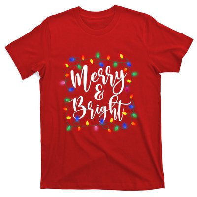 Funny Merry And Bright Christmas Lights Xmas Holiday Family Pjs T-Shirt