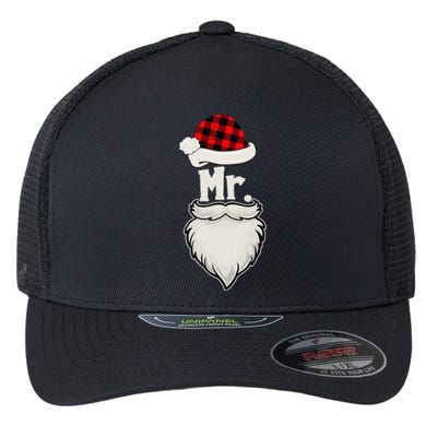 Funny Mr And Mrs Claus Couples Matching Christmas Santa Red Plaid Flexfit Unipanel Trucker Cap