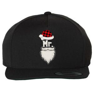 Funny Mr And Mrs Claus Couples Matching Christmas Santa Red Plaid Wool Snapback Cap