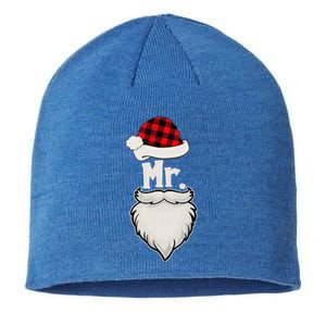 Funny Mr And Mrs Claus Couples Matching Christmas Santa Red Plaid Sustainable Beanie