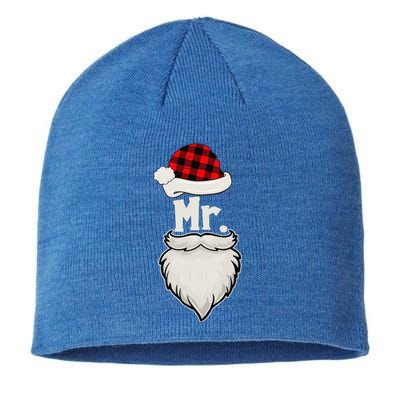 Funny Mr And Mrs Claus Couples Matching Christmas Santa Red Plaid Sustainable Beanie