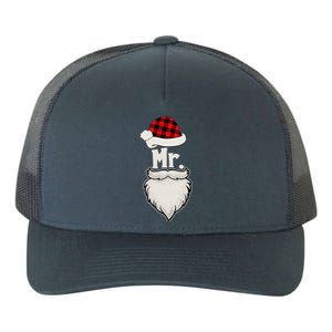 Funny Mr And Mrs Claus Couples Matching Christmas Santa Red Plaid Yupoong Adult 5-Panel Trucker Hat