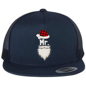 Funny Mr And Mrs Claus Couples Matching Christmas Santa Red Plaid Flat Bill Trucker Hat