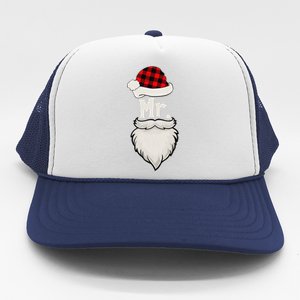 Funny Mr And Mrs Claus Couples Matching Christmas Santa Red Plaid Trucker Hat