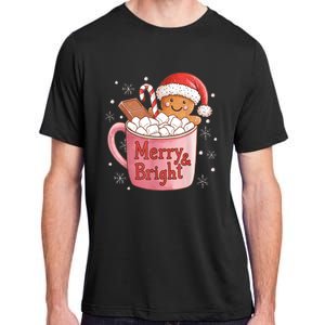 Funny Merry And Bright Christmas Gingerbread Man Hot Cocoa Adult ChromaSoft Performance T-Shirt