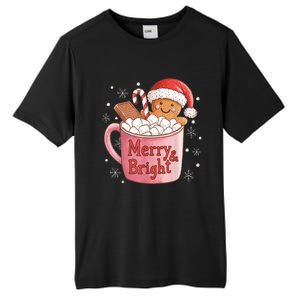 Funny Merry And Bright Christmas Gingerbread Man Hot Cocoa Tall Fusion ChromaSoft Performance T-Shirt