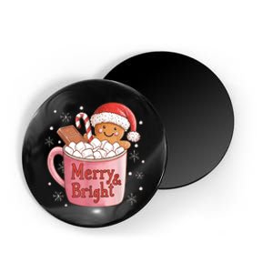 Funny Merry And Bright Christmas Gingerbread Man Hot Cocoa Magnet