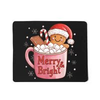 Funny Merry And Bright Christmas Gingerbread Man Hot Cocoa Mousepad