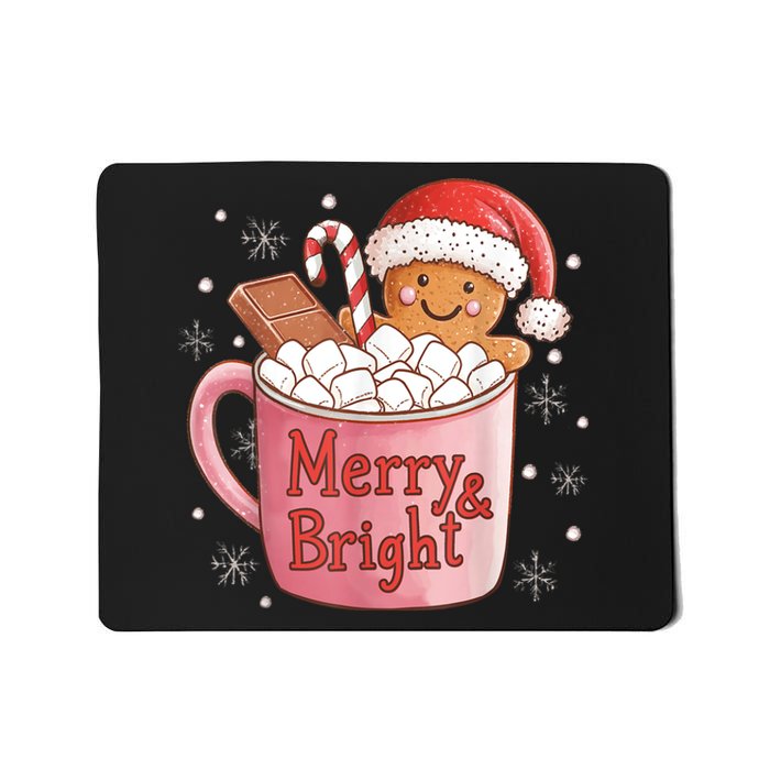 Funny Merry And Bright Christmas Gingerbread Man Hot Cocoa Mousepad