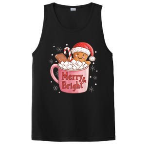 Funny Merry And Bright Christmas Gingerbread Man Hot Cocoa PosiCharge Competitor Tank