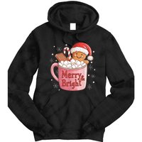 Funny Merry And Bright Christmas Gingerbread Man Hot Cocoa Tie Dye Hoodie