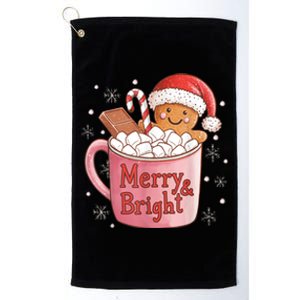 Funny Merry And Bright Christmas Gingerbread Man Hot Cocoa Platinum Collection Golf Towel