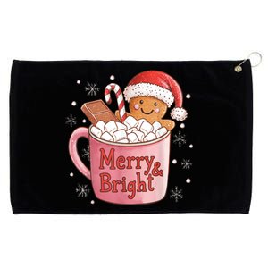 Funny Merry And Bright Christmas Gingerbread Man Hot Cocoa Grommeted Golf Towel