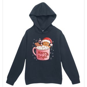 Funny Merry And Bright Christmas Gingerbread Man Hot Cocoa Urban Pullover Hoodie