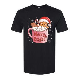 Funny Merry And Bright Christmas Gingerbread Man Hot Cocoa Softstyle CVC T-Shirt