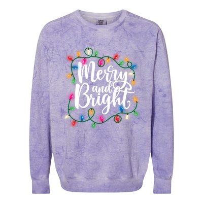 Funny Merry And Bright Christmas Lights Xmas Holiday Gift Colorblast Crewneck Sweatshirt