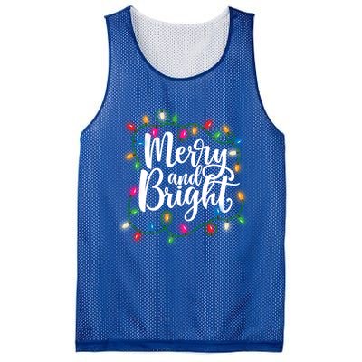 Funny Merry And Bright Christmas Lights Xmas Holiday Gift Mesh Reversible Basketball Jersey Tank