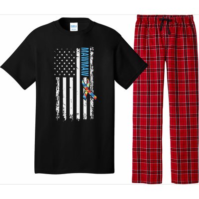 For Mawmaw Autism Awareness American Flag Pajama Set