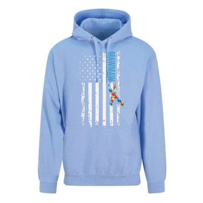 For Mawmaw Autism Awareness American Flag Unisex Surf Hoodie