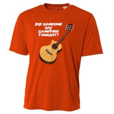 Funny Music Acoustic Guitar Campfire Cooling Performance Crew T-Shirt