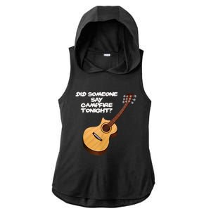 Funny Music Acoustic Guitar Campfire Ladies PosiCharge Tri-Blend Wicking Draft Hoodie Tank