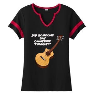 Funny Music Acoustic Guitar Campfire Ladies Halftime Notch Neck Tee