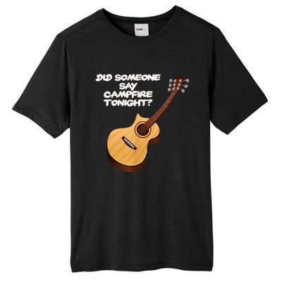 Funny Music Acoustic Guitar Campfire Tall Fusion ChromaSoft Performance T-Shirt