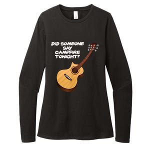 Funny Music Acoustic Guitar Campfire Womens CVC Long Sleeve Shirt