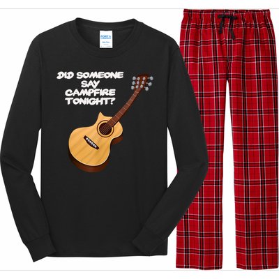 Funny Music Acoustic Guitar Campfire Long Sleeve Pajama Set