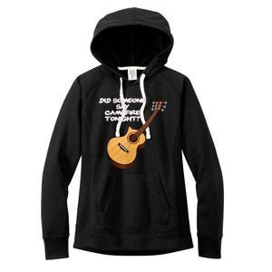 Funny Music Acoustic Guitar Campfire Women's Fleece Hoodie