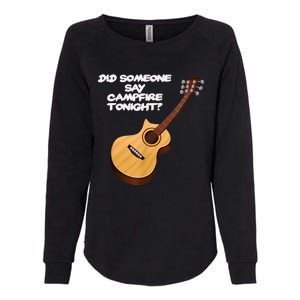 Funny Music Acoustic Guitar Campfire Womens California Wash Sweatshirt