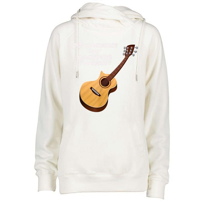 Funny Music Acoustic Guitar Campfire Womens Funnel Neck Pullover Hood