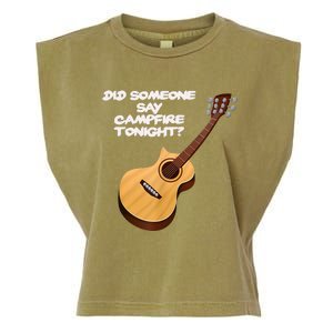 Funny Music Acoustic Guitar Campfire Garment-Dyed Women's Muscle Tee