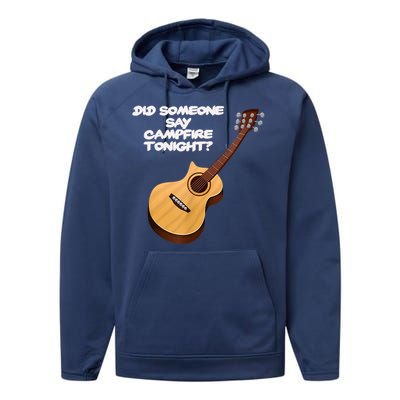 Funny Music Acoustic Guitar Campfire Performance Fleece Hoodie