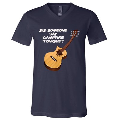 Funny Music Acoustic Guitar Campfire V-Neck T-Shirt